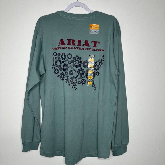 Ariat Rebar Long Sleeve T-Shirt Size M Strong US of Work Smoke Blue - Picture 1 of 11